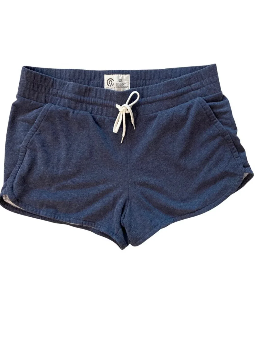 Women's CHAMPION Dolphin Hem Terry Cloth Shorts NAVY BLUE Size XL - Picture 1 of 3